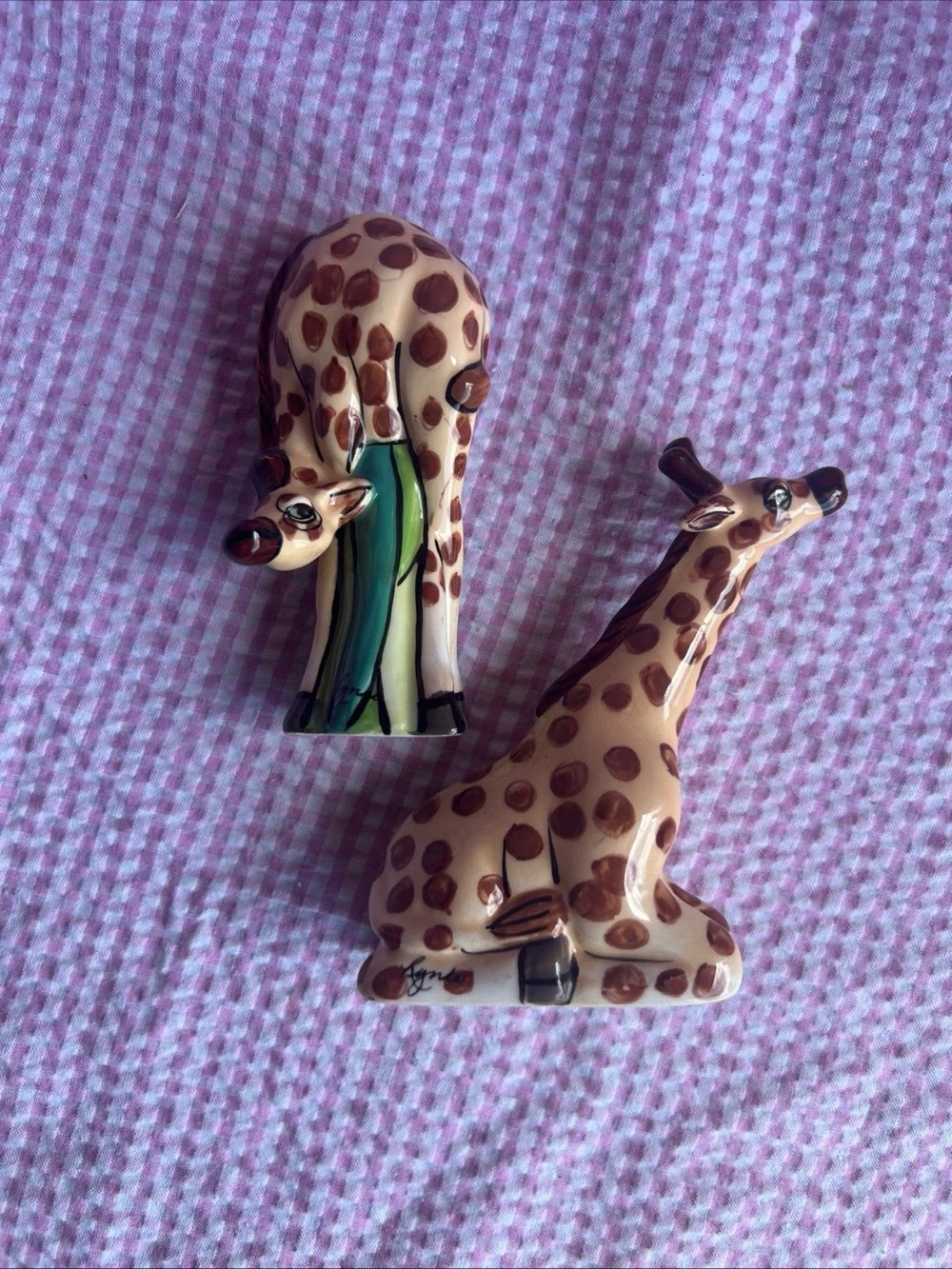 Blue Sky Clayworks Limited Edition Giraffe Salt & Pepper Shaker Lynda Corneielle
